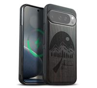 Carveit Magnétique Coque pour Google Pixel 10/10 Pro Étui Bois [Pare-Chocs en TPU Souple] Case de Téléphone Compatible Magsafe Pixel 10/10 Pro Coque (Bois Sombre-Nuit Sauvage)