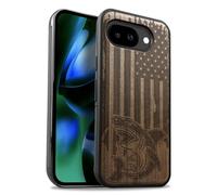 Carveit Magnétique Coque pour Google Pixel 10a Étui [Antichoc Pare-Chocs en TPU Souple] Case de Téléphone Compatible Magsafe Pixel 10a Coque (Noyer-Attaque de Requin Patriotique)