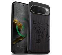 Carveit Magnétique Coque pour Google Pixel 9 Pro Étui [Antichoc Pare-Chocs en TPU Souple] Case de Téléphone Compatible Magsafe Pixel 9 Pro Coque (Bois Sombre-Portrait de Tigre Royal)
