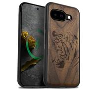 Carveit Magnétique Coque pour Google Pixel 9a Étui [Antichoc Pare-Chocs en TPU Souple] Case de Téléphone Compatible Magsafe Pixel 9a Coque (Noyer-Portrait de Tigre Royal)