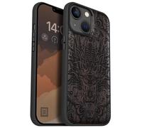 Carveit Magnétique Coque pour iPhone 14 Étui [Antichoc Pare-Chocs en TPU Souple] Case de Téléphone Compatible Magsafe 14 Coque (Bois Sombre-Aura du Dragon)