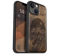 Carveit Magnétique Coque pour iPhone 14 Étui [Antichoc Pare-Chocs en TPU Souple] Case de Téléphone Compatible Magsafe 14 Coque (Noyer-Nuit Sauvage)