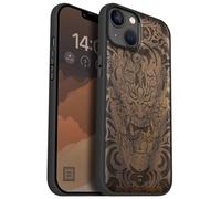 Carveit Magnétique Coque pour iPhone 14 Plus Étui [Antichoc Pare-Chocs en TPU Souple] Case de Téléphone Compatible Magsafe 14 Plus Coque (Noyer-Masque Infernal)