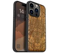 Carveit Magnétique Coque pour iPhone 14 Pro Étui [Antichoc Pare-Chocs en TPU Souple] Case de Téléphone Compatible Magsafe 14 Pro Coque (Cerise-Aura du Dragon)