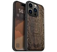 Carveit Magnétique Coque pour iPhone 14 Pro Étui [Antichoc Pare-Chocs en TPU Souple] Case de Téléphone Compatible Magsafe 14 Pro Coque (Noyer-Masque Infernal)