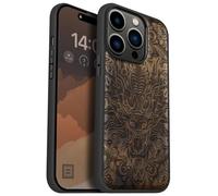 Carveit Magnétique Coque pour iPhone 14 Pro Étui [Antichoc Pare-Chocs en TPU Souple] Case de Téléphone Compatible Magsafe 14 Pro Coque (Noyer-Aura du Dragon)