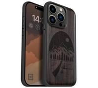 Carveit Magnétique Coque pour iPhone 14 Pro Étui [Antichoc Pare-Chocs en TPU Souple] Case de Téléphone Compatible Magsafe 14 Pro Coque (Bois Sombre-Nuit Sauvage)