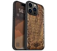 Carveit Magnétique Coque pour iPhone 14 Pro Max Étui [Antichoc Pare-Chocs en TPU Souple] Case de Téléphone Compatible Magsafe 14 Pro Max Coque (Noyer-Masque Infernal)