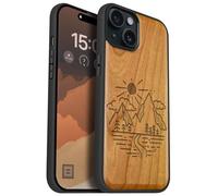 Carveit Magnétique Coque pour iPhone 15 Plus Étui [Antichoc Pare-Chocs en TPU Souple] Case de Téléphone Compatible Magsafe 15 Plus Coque (Cerise-Sommets ensoleillés)