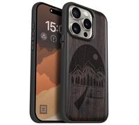 Carveit Magnétique Coque pour iPhone 15 Pro Étui [Antichoc Pare-Chocs en TPU Souple] Case de Téléphone Compatible Magsafe 15 Pro Coque (Bois Sombre-Nuit Sauvage)