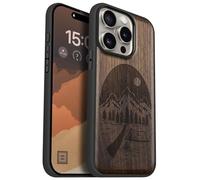 Carveit Magnétique Coque pour iPhone 15 Pro Étui [Antichoc Pare-Chocs en TPU Souple] Case de Téléphone Compatible Magsafe 15 Pro Coque (Noyer-Nuit Sauvage)