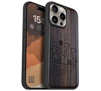 Carveit Magnétique Coque pour iPhone 15 Pro Max Étui [Antichoc Pare-Chocs en TPU Souple] Case de Téléphone Compatible Magsafe 15 Pro Max Coque (Bois Sombre-Sommets ensoleillés)