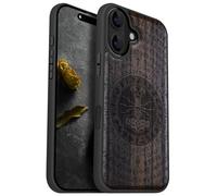 Carveit Magnétique Coque pour iPhone 16 Étui [Antichoc Pare-Chocs en TPU Souple] Case de Téléphone Compatible Magsafe 16 Coque (Bois Sombre-Thors Hammer)