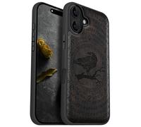 Carveit Magnétique Coque pour iPhone 16 Plus Étui [Antichoc Pare-Chocs en TPU Souple] Case de Téléphone Compatible Magsafe 16 Plus Coque (Bois Sombre-Sagesse du Corbeau runique)