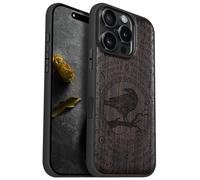 Carveit Magnétique Coque pour iPhone 16 Pro Étui [Antichoc Pare-Chocs en TPU Souple] Case de Téléphone Compatible Magsafe 16 Pro Coque (Bois Sombre-Sagesse du Corbeau runique)