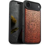 Carveit Magnétique Coque pour iPhone 17 Air Étui [Antichoc Pare-Chocs en TPU Souple] Bois Case de Téléphone Compatible Magsafe iPhone Air Coque (Rosé-Lune, Soleil & Signes du Zodiaque)
