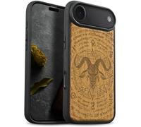 Carveit Magnétique Coque pour iPhone 17 Air Étui [Antichoc Pare-Chocs en TPU Souple] Bois Case de Téléphone Compatible Magsafe iPhone Air Coque (Cerise-Baphomet du Vieux Manuscrit)