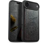 Carveit Magnétique Coque pour iPhone 17 Air Étui [Antichoc Pare-Chocs en TPU Souple] Bois Case de Téléphone Compatible Magsafe iPhone Air Coque (Bois Sombre-Enigme de méduse)
