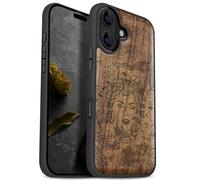 Carveit Magnétique Coque pour iPhone 17 Étui [Antichoc Pare-Chocs en TPU Souple] Bois Case de Téléphone Compatible Magsafe 17 Coque (Noyer-Enigme de méduse)
