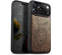 Carveit Magnétique Coque pour iPhone 17 Pro Étui [Antichoc Pare-Chocs en TPU Souple] Bois Case de Téléphone Compatible Magsafe 17 Pro Coque (Noyer-Enigme de méduse)