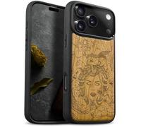 Carveit Magnétique Coque pour iPhone 17 Pro Max Étui [Antichoc Pare-Chocs en TPU Souple] Bois Case de Téléphone Compatible Magsafe 17 Pro Max Coque (Cerise-Enigme de méduse)