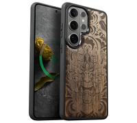 Carveit Magnétique Coque pour Samsung S26 Ultra Bois Étui [Antichoc Pare-Chocs en TPU Souple] Case de Téléphone Compatible Magsafe Galaxy S26 Ultra Coque (Noyer-Masque Infernal)