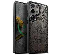 Carveit Magnétique Coque pour Samsung S26 Ultra Bois Étui [Antichoc Pare-Chocs en TPU Souple] Case de Téléphone Compatible Magsafe Galaxy S26 Ultra Coque (Bois Sombre-Masque Infernal)