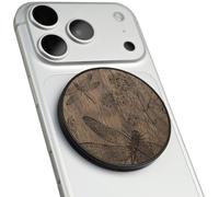 Carveit Support Magnétique pour Téléphone en Bois, Angle Réglable, Compatible avec MagSafe iPhone 17 Pro Max, 16, 15, 14, Samsung Galaxy S26 Ultra S25, Pixel (Dance de Libellule - Noyer)
