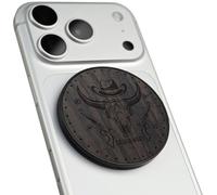 Carveit Support Magnétique pour Téléphone en Bois, Angle Réglable, Compatible avec MagSafe iPhone 17 Pro Max, 16, 15, 14, Samsung Galaxy S26 Ultra S25, Pixel (Avis de Recherche Western - Bois Sombre)