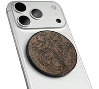 Carveit Support Magnétique pour Téléphone en Bois, Angle Réglable, Compatible avec MagSafe iPhone 17 Pro Max, 16, 15, 14, Samsung Galaxy S26 Ultra S25, Pixel (Octopus de l'ancien Manuscrit - Noyer)