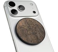 Carveit Support Magnétique pour Téléphone en Bois, Angle Réglable, Compatible avec MagSafe iPhone 17 Pro Max, 16, 15, 14, Samsung Galaxy S26 Ultra S25, Pixel (Éléphant Lotus Indien - Noyer)