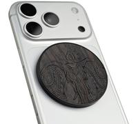 Carveit Support Magnétique pour Téléphone en Bois, Angle Réglable, Compatible avec MagSafe iPhone 17 Pro Max, 16, 15, 14, Samsung Galaxy S26 Ultra S25, Pixel (Éléphant Lotus Indien - Bois Sombre)