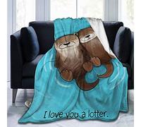 Couverture en flanelle mignonne loutre de mer Love Lotter - Confortable et confortable - Polaire douce et durable pour les grands-parents, hommes et femmes
