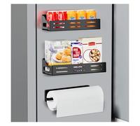 Carwiner 3 Pack Magnetic Spice Rack for Refrigerator with Paper Towel Holder, Magnetic Refrigerator Organizer, Strong Magnetic Fridge Shelf, Rustproof Side Fridge Storage Rack for Kitchen