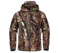 CARWORNIC Veste pour homme Real Tree camouflage Softshell pour extérieur Chasse Veste militaire imperméable Tactique Veste en polaire avec capuche, XXL