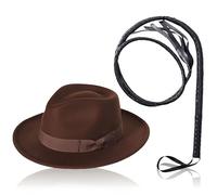 CARxlythic Brown Explorer Hat,Adventurer Trilby Costume Dinosaur Hunter Archeologist Halloween Fancy Dress Accessories,Ensemble d'accessoires de Costume