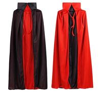 CARxlythic Cape Vampire Halloween, Halloween Noir Rouge Réversible Cape, Vampire Capuche Capes Costumée, Carnaval Costume Cosplay Halloweens Fête pour et Enfants - 80cm