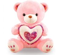 CARxlythic Ours en Peluche avec Love, 23 cm Jouet Doux Rose Kawaii Animaux en Peluch Teddy Cadeau pour Petite Amie Enfant Anniversaire Saint Valentin Decoration