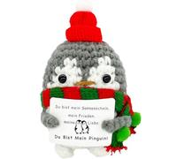 CARxlythic Pingouin Positif, Peluche Poupées avec Carte, Mini Motivantes Tricotée Pingouin, Fete Enfant Ado ，Anniversaire Fille Garcon,Cadeaux de Noël, décorations de Noël de Chambre à Coucher