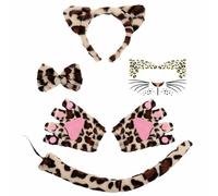 CARxlythic Set de 5 Accessories de Costume de Chat à Motif de Chat Tacheté Gris, Set de Jeu de Rôle Polyvalent, Adorable Costume de Chat pour le Jeu de Rôle et Halloween (B)