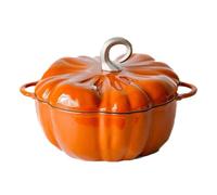 CARXS Cocotte en Fonte émaillée en Forme de Citrouille avec Couvercle, cocotte antiadhésive de 7.9 Pouces pour Toutes Les Sources de Chaleur