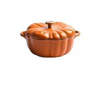 CARXS Cocotte en Fonte émaillée en Forme de Citrouille avec Couvercle, cocotte antiadhésive de 7.9 Pouces pour Toutes Les Sources de Chaleur