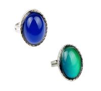 Carykon Lot de 2 bagues d'humeur ovales style rétro réglables bague de doigt pour amoureux amis - Taille unique convient à tous, Ajustable, Métal