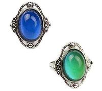 Carykon Lot de 2 bagues d'humeur ovales style rétro réglables pour amoureux et amis Taille unique Oval