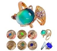 Carykon Lot de 2 bagues d'humeur réglables style renard pour femme 1 bague en or + 1 bague en argent