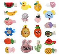 Carykon Lot de 20 pinces à cheveux au crochet pour fille - Motif animal - Motif alligator - Motif cactus - Styles assortis