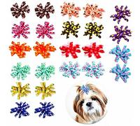 Carykon Lot de 24 élastiques à cheveux multicolores en forme de cœur en spirale pour animaux de compagnie, petit chien et chat, Yorkshire Terrier Poméranie