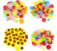 Carykon Lot de 240 fleurs en feutre pour loisirs créatifs - 4 styles - Couleurs assorties