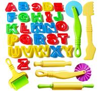 Carykon Lot de 32 outils de pâte intelligents avec modèles et moules, alphabet