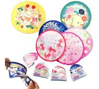 Carykon Lot de 4 éventails ronds pliables de style japonais pour fête de mariage et décoration personnelle, couleur aléatoire